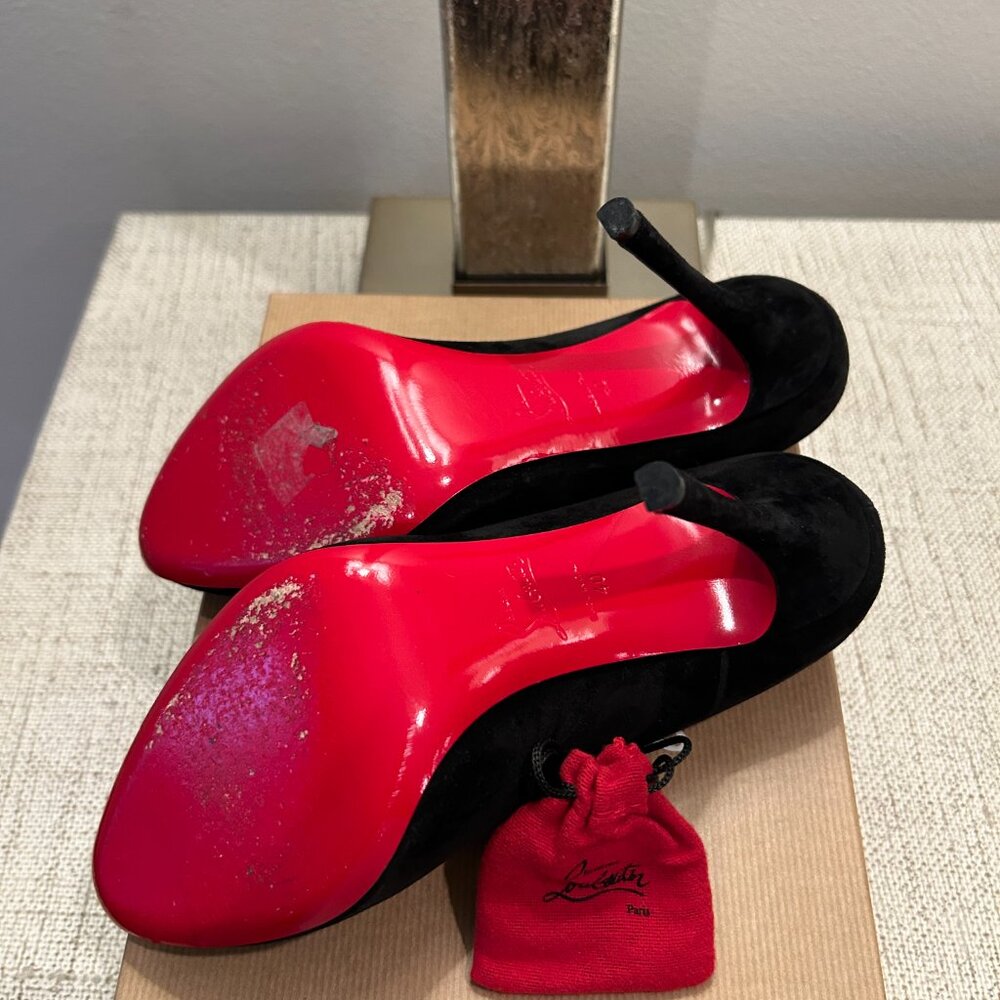 Christian Louboutin Dolly 100 MM Black Suede Pumps - Picture 6 of 7